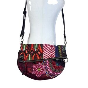 Desigual Patchwork Folded Crossbody Bag Boho Eclectic Colorful (K677)